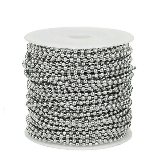 10 Meter Edelstahl-Kugelkette, vergoldete Perlenkette auf Rolle, 1,5 mm, 2 mm, 2,4,0 mm, Kugelkette zur Schmuckherstellung, Edelstahl, 2,0 mm von FVFIJH