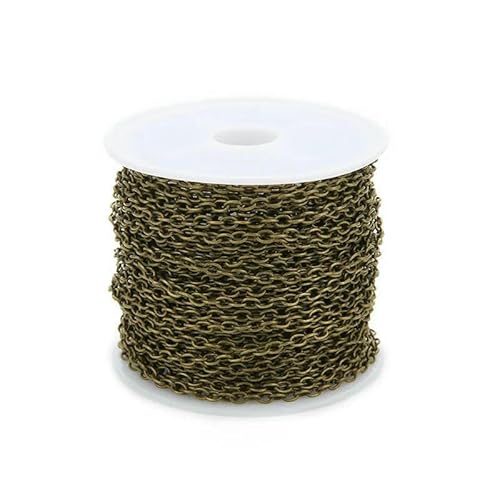 10 Yard/Rolle, Gold, Roségold, Schwarz, Antikbronze, 2 x 3,0 mm, 3 x 4,0 mm, Bulk-Halsketten, Armbänder, Kette für DIY-Schmuckherstellung, Fundstücke, Antikbronze, 2 x 3,0 mm von FVFIJH