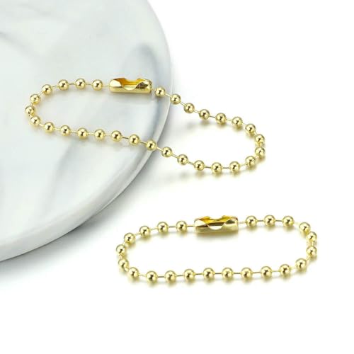 100 Stück/Los 10 cm Eisen Bunte Kugelperlenkette Passend für Schlüsselring Schlüsselanhänger Puppen Etikett Handanhänger Anschluss DIY Schmuckherstellung-Imitat Gold-12 cm von FVFIJH