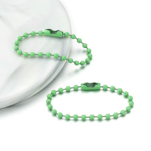 100 Stück/Los DIY Kugelperlenketten Splitterfarbene bunte Schlüsselanhänger Puppenetikett Handanhänger-Anschluss für die Schmuckherstellung Anhängerzubehör-Hellgrün-12 cm 100 Stück von FVFIJH