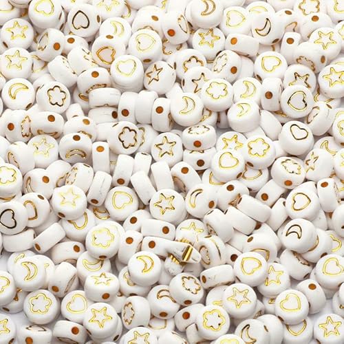 100 Stück Acrylperlen mit gemischtem Muster, flach, rund, lose Abstandsperlen für Handarbeiten, DIY-Schmuckherstellung, Armband, Halskette, Zubehör-B07840-100 Stück 100 Stück Acrylperlen mit gemischtem Muster, flach, rund, lose Abstandsperlen für Handarbeiten, DIY-Schmuckherstellung, Armband, Halskette, Zubehör-B07840-100 Stück von FVFIJH