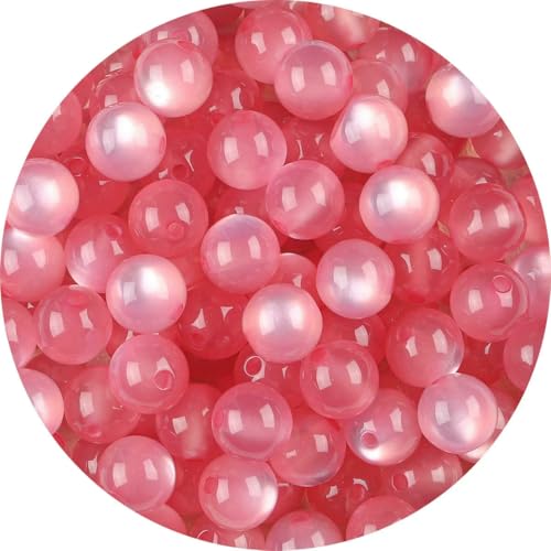 100 Stück Packung Harz-Imitat-Katzenauge, runde Perlen, bunt, gerades Loch, lose Perlen, handgefertigt, DIY-Perlen, Ohrringe, Zubehör, Armband-Stil, 2–8 mm, 100 Stück von FVFIJH
