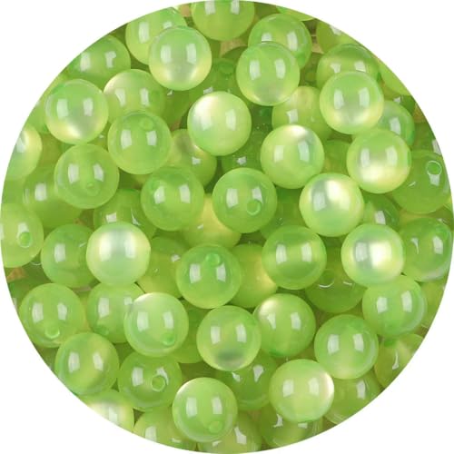 100 Stück Packung Harz-Imitat-Katzenauge, runde Perlen, bunt, gerades Loch, lose Perlen, handgefertigt, DIY-Perlen, Ohrringe, Zubehör, Armband-Stil 4–8# von FVFIJH