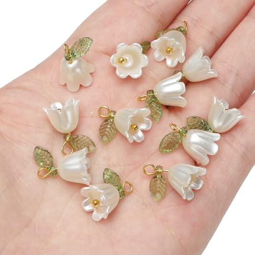11 x 14,0 mm, 2–10 Stück, Acrylperlen im Maiglöckchen-Design, mit farbigen losen Perlen überzogen, handgefertigt, DIY-Schmuckherstellung, Brac-Style4 – 11 x 14,0 mm, 2 Stück von FVFIJH