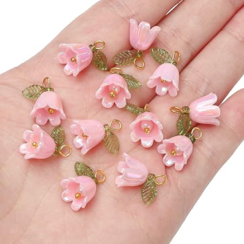 11 x 14,0 mm, 2–10 Stück Maiglöckchen-Blütenknospenperlen aus Acryl, plattiert mit farbigen losen Perlen, handgefertigt, DIY-Schmuckherstellung, Brac-Style5 – 11 x 14,0 mm, 2 Stück von FVFIJH