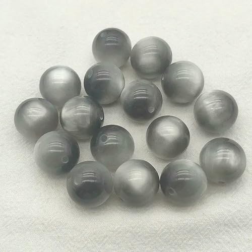 12/16/20 mm Katzenaugen-Effekt, grobe runde Harzperlen für handgefertigte Halsketten, DIY-Teile, Schmuckzubehör und -Komponenten, grau, 20 mm, 100 Stück von FVFIJH