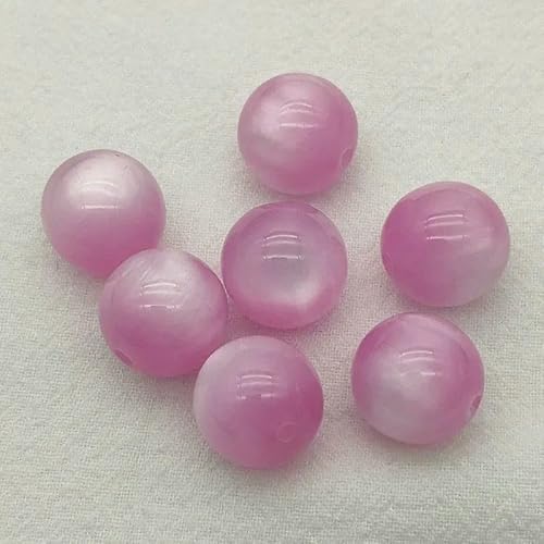 12/16/20 mm große, runde Perlen aus Kunstharz mit Katzenaugen-Effekt für handgefertigte Halsketten, DIY-Teile, Schmuckzubehör und -Komponenten, hellviolett, 16 mm, 100 Stück von FVFIJH