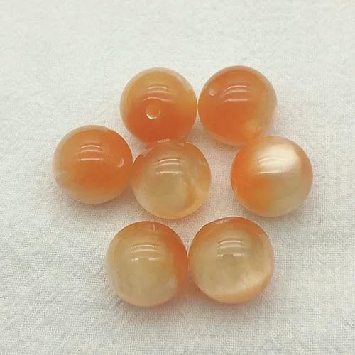 12/16/20 mm große, runde Perlen aus Kunstharz mit Katzenaugen-Effekt für handgefertigte Halsketten, DIY-Teile. Schmuckzubehör und -Komponenten, orange, 20 mm, 100 Stück von FVFIJH