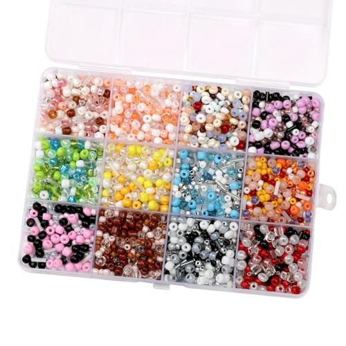 12/24 Gitter, gemischte Farben, Glasreisperlen-Set, lose Perlen für handgefertigte DIY-Armbänder, Halsketten, Perlenmaterial, Schmuckzubehör, 01, ca. 2900 Stück 12/24 Gitter, gemischte Farben, Glasreisperlen-Set, lose Perlen für handgefertigte DIY-Armbänder, Halsketten, Perlenmaterial, Schmuckzubehör, 01, ca. 2900 Stück von FVFIJH