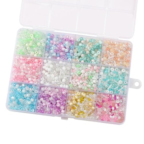 12/24 Gitter, gemischte Farben, Glasreisperlen-Set, lose Perlen für handgefertigte DIY-Armbänder, Halsketten, Perlenmaterial, Schmuckzubehör, 02, ca. 2900 Stück von FVFIJH