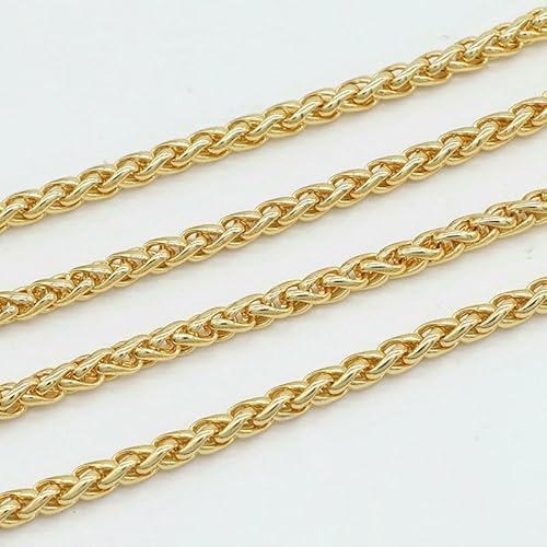 14 Karat vergoldete 5 mm Edelstahl-Drehkette, Weizenglieder-Halskettenketten für DIY-Halsketten, Schmuckherstellungszubehör - 14 Karat vergoldet - 1 Meter 14 Karat vergoldete 5 mm Edelstahl-Drehkette, Weizenglieder-Halskettenketten für DIY-Halsketten, Schmuckherstellungszubehör - 14 Karat vergoldet - 1 Meter von FVFIJH