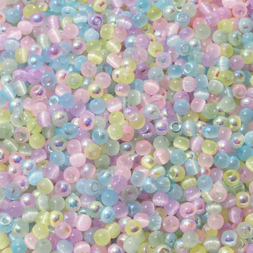 150 Katzenaugen-Glasperlen, 4,0 mm, für die Herstellung von DIY-Schmuck, Halsketten, Kunsthandwerk und Perlenstickerei, Glasmaterial, De-style1-4,0 mm von FVFIJH