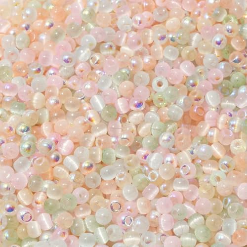 150 Katzenaugen-Glasperlen, 4,0 mm, für die Herstellung von DIY-Schmuck, Halsketten, Kunsthandwerk und Perlenstickerei, Glasmaterial, De-style3-4,0 mm von FVFIJH