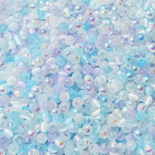 150 Katzenaugen-Glasperlen, 4,0 mm, für die Herstellung von DIY-Schmuck, Halsketten, Kunsthandwerk und Perlenstickerei, Glasmaterial, De-style7-4,0 mm von FVFIJH