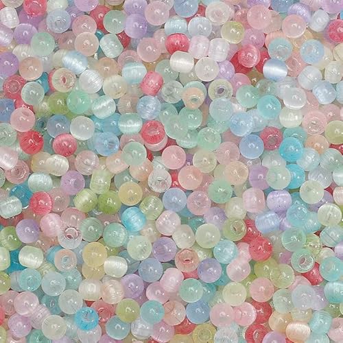 150 Stück 4,0 mm bunte Glasperlen, runde Katzenaugen, lose Abstandsperlen, DIY-Armband, Halskette, Handykette, Schmuckherstellungsmaterialien, gemischte Farbe, 10–4,0 mm von FVFIJH