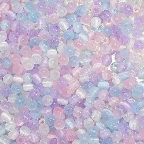 150 Stück 4,0 mm bunte Glasperlen, runde Katzenaugen, lose Abstandsperlen, DIY-Armband, Halskette, Handykette, Schmuckherstellungsmaterialien, gemischte Farbe, 9–4,0 mm von FVFIJH