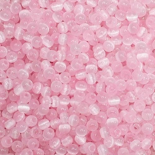 150 Stück 4,0 mm bunte Glasperlen, runde Katzenaugen, lose Abstandsperlen, DIY-Armband, Halskette, Handykette, Schmuckherstellungsmaterialien – Hellrosa – 4,0 mm von FVFIJH