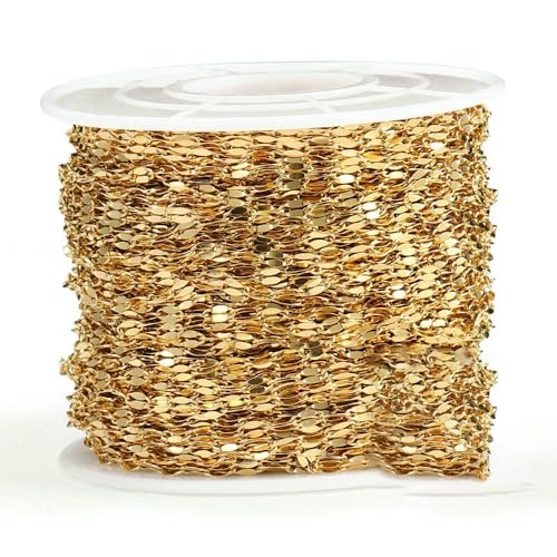 2 Meter Edelstahl-Gliederkabel, Goldketten für die Herstellung von DIY-Schmuck, Kettenperlen, Ketten, Halsketten, Armbänder, Fußkettchen, Komponenten, Gold, 2 mm von FVFIJH