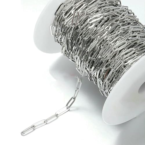 2 Meter Edelstahl-Gliederkabel, Goldketten für die Herstellung von DIY-Schmuck, Kettenperlen, Ketten, Halsketten, Armbänder, Fußkettchen, Komponenten – Stahl 3,5 x 11,5 mm von FVFIJH