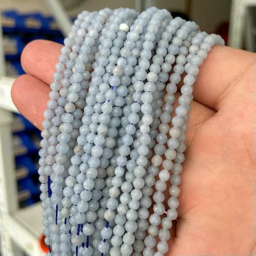 2 mm Naturstein-Zirkon-Katzenaugenperlen, winzige facettierte Bastelperlen, grün-blauer Quarz, lose Abstandsperlen für die Schmuckherstellung, Armbänder, Angelit, 2 mm, ca. 170 Stück von FVFIJH