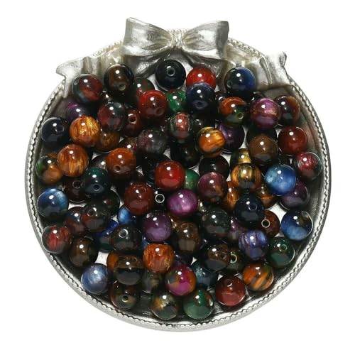 20–50 Stück/Los Glitzer-Katzenauge, runde Harzperlen, lose Perlen für DIY-Charm-Halsketten, Armbänder, Schmuckherstellung, gemischt, 8 mm x 20 Stück von FVFIJH