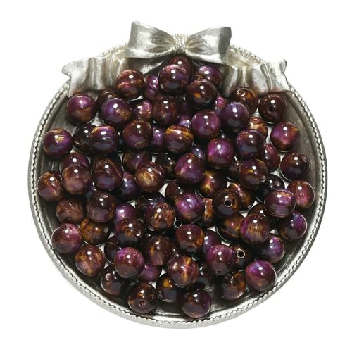 20–50 Stück/Los Glitzer-Mitation-Katzenauge, runde Harzperlen, lose Perlen für DIY-Charm-Halskette, Armband, Schmuckherstellung, Erkenntnisse – Orange-Lila – 10 mm x 20 Stück von FVFIJH