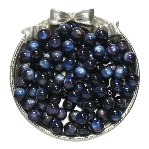 20–50 Stück/Los Glitzernde Katzenaugen-Perlen, runde Harzperlen, lose Perlen für DIY-Charm-Halsketten, Armbänder, Schmuckherstellung, Blau, 10 mm x 20 Stück von FVFIJH