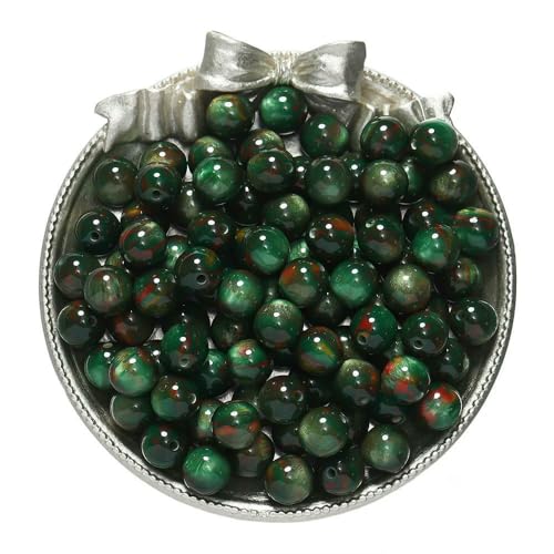 20–50 Stück/Los Glitzernde Katzenaugen-Perlen, runde Harzperlen, lose Perlen für DIY-Charm-Halsketten, Armbänder, Schmuckherstellung, Fundstücke, Grün, 8 mm x 50 Stück von FVFIJH