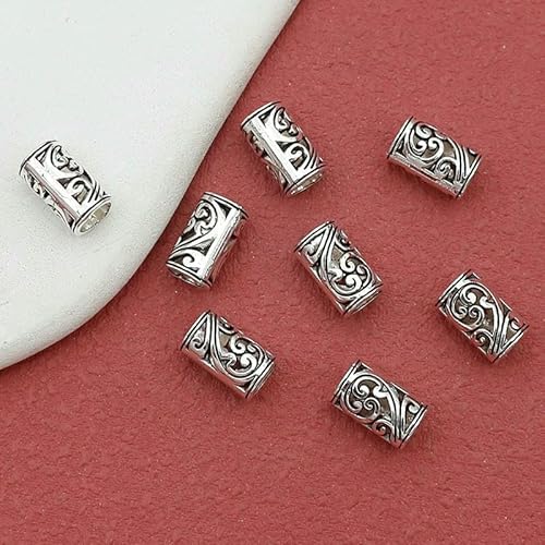 20 Stück/Los Hübsche hohle Blumenröhren-Metallperlen 9,5 x 5,5 mm Dreadlocks/Bärte/Armbänder Großes Loch Rohrabstandshalter DIY Schmuckzubehör-Antiksilber 20 Stück - 9,5 x 5,5 mm Loch 4,0 mm von FVFIJH