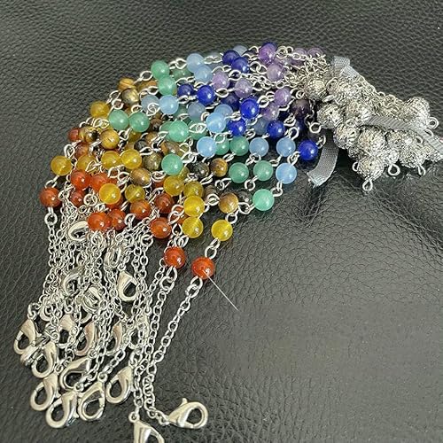 20 Stück/Lot Pendelketten mit Karabinerverschluss, Großhandel, 7 Chakra-Steinperlen, Charm-Kette, nur für Pendelzubehör, X037-Chakra-Kette 20 Stück/Lot Pendelketten mit Karabinerverschluss, Großhandel, 7 Chakra-Steinperlen, Charm-Kette, nur für Pendelzubehör, X037-Chakra-Kette von FVFIJH