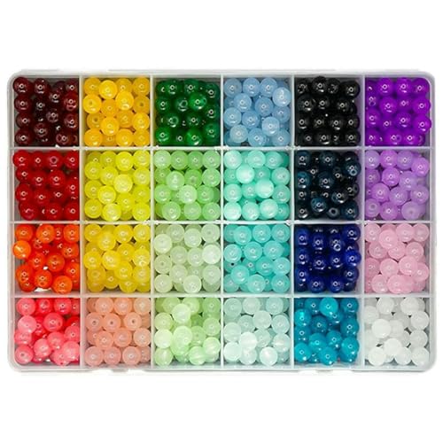 24 Farben/1 Box, 8 mm, runde Glasperlen, DIY-Armband, Halskette, Schmuckzubehör (Farbe) – 1 Box von FVFIJH