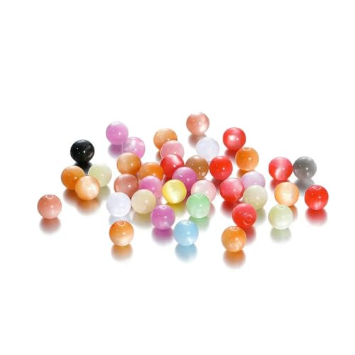 30 Stück/Los 8/10/12 mm Harz Katzenauge Runde Rocailles Perlen Schmuckherstellung DIY Schmuck Materialien Armband Halskette Zubehör Zubehör-30 Stück Gemischte Farbe-8 mm von FVFIJH