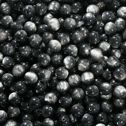 30 Stück/Los 8/10/12 mm Harz Katzenauge Runde Rocailles Perlen Schmuckherstellung DIY Schmuck Materialien Armband Halskette Zubehör Zubehör-30 Stück Schwarz-12 mm von FVFIJH