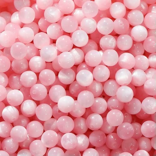 30 Stück/Los 8/10/12 mm Harz Katzenauge Runde Rocailles Perlen Schmuckherstellung DIY Schmuckmaterialien Armband Halskette Zubehör Zubehör-30 Stück Pink-8 mm von FVFIJH