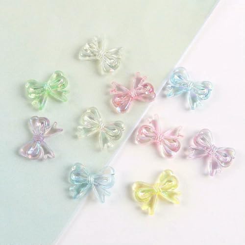 30 Stück AB-Farbe, glänzend, transparent, kleine Schleife, lose Abstandsperlen, DIY-Handykette, Schmuck, Schlüsselanhänger, Zubehör, Herstellung-03-30 Stück von FVFIJH