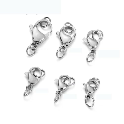 30 Stück Edelstahl-Karabinerverschluss mit Biegeringen für DIY-Kette, Halskette, Armband, Schmuckherstellung, Zubehör, Verbinder, Stahl, 30 Stück, 7 x 13,0 mm 30 Stück Edelstahl-Karabinerverschluss mit Biegeringen für DIY-Kette, Halskette, Armband, Schmuckherstellung, Zubehör, Verbinder, Stahl, 30 Stück, 7 x 13,0 mm von FVFIJH