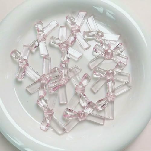 30 Stück transparente Acryl-Fliegenperlen mit Schleifenknoten-Anhängern für die Schmuckherstellung, DIY-Halsketten, Armbänder, Schlüsselanhänger, Zubehör – Pink – Sonstiges von FVFIJH