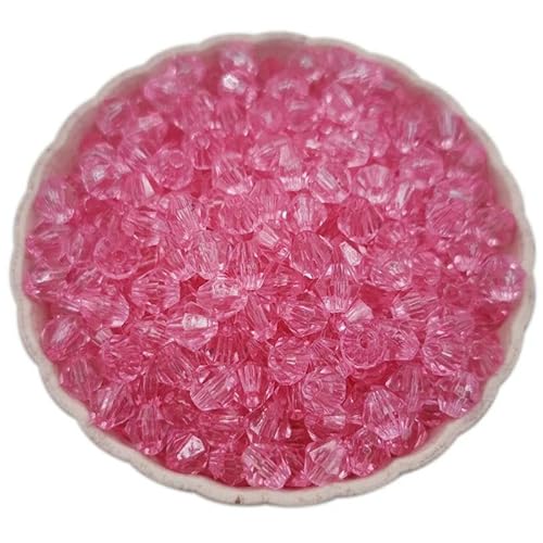 300 Stück/Set 4,0 mm/5 mm/6 mm/8 mm transparente, bonbonfarbene Spike-Acryl-Loseperlen für Halsketten, Armbänder, Schmuckherstellung, Großhandel, Pink, 5 mm von FVFIJH