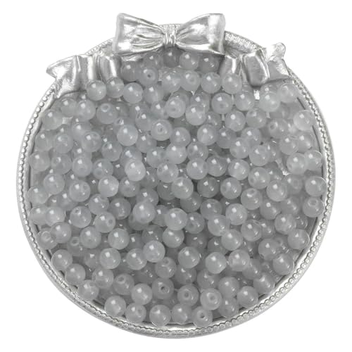 4/6/8/10 mm, mit Gelee bemalte, runde Jade-Imitat-Glasperlen – DIY-Schmuck (Armband/Halskette) und Zubehör, 100/50/20 Stück/Packung, GY, 10 mm, 50 Stück von FVFIJH