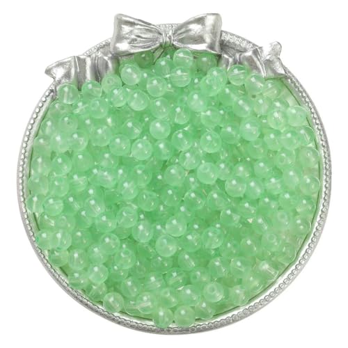 4/6/8/10 mm, mit Gelee bemalte, runde Jade-Imitat-Glasperlen – DIY-Schmuck (Armband/Halskette) und Zubehör, 100/50/20 Stück/Packung, LGN, 8 mm, 50 Stück von FVFIJH