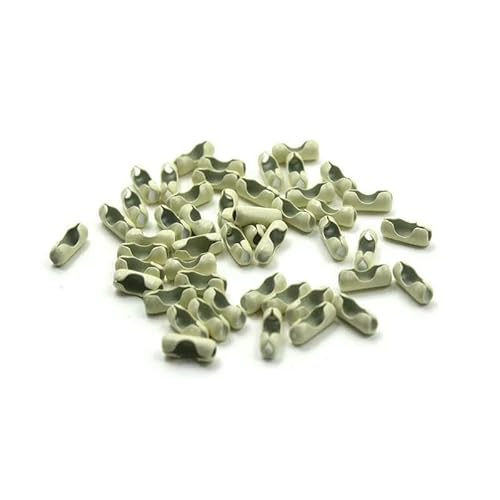5 Meter/Los 2,4,0 mm bunte Kugelkette, Metallperlenkette für Halskettenanhänger, Schlüsselanhänger, Puppen, Etiketten, Handanhänger, Verbinder, beigefarbener Verschluss, 50 Stück von FVFIJH