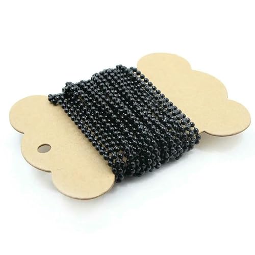 5 Meter/Los 2,4,0 mm bunte Kugelkette, Metallperlenkette für Halskettenanhänger, Schlüsselanhänger, Puppen, Etiketten, Handanhänger, Verbinder, schwarz von FVFIJH