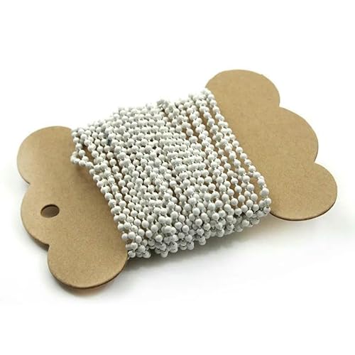5 Meter/Los 2,4,0 mm bunte Kugelkette, Metallperlenkette für Halskettenanhänger, Schlüsselanhänger, Puppen, Etiketten, Handanhänger, Verbinder, weiß von FVFIJH