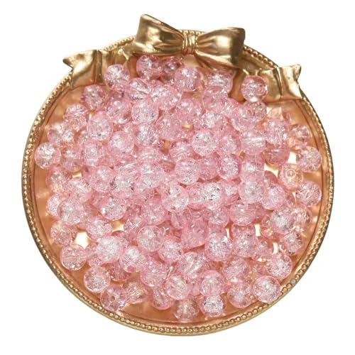 50/100 Stück 8 mm Glas-Crackle-Perlen, lose Abstandsperlen für die Schmuckherstellung, DIY, handgefertigte Ohrringe, Armbänder, Halsketten, Zubehör – Hellrosa – 100 Stück von FVFIJH