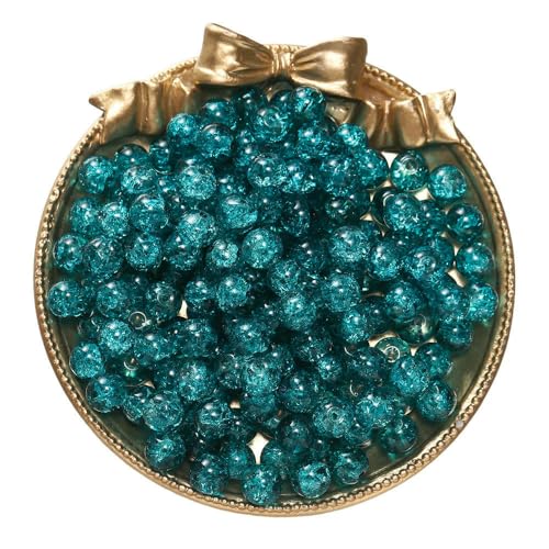 50/100 Stück 8 mm Glas-Crackle-Perlen, lose Abstandsperlen für die Schmuckherstellung, DIY, handgefertigte Ohrringe, Armbänder, Halsketten, Zubehör – Seeblau – 100 Stück von FVFIJH