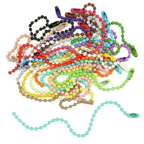 50 Stück bunte Kugelketten aus Metalllegierung für Schlüsselanhänger, Zubehör, 12 cm, Schlüsselanhänger, Schnalle für DIY-Schmuckzubehör, Farbe von FVFIJH