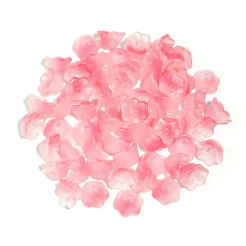 50 Stück bunte Maiglöckchen-Perlen in Blütenform, 12 x 7,5 mm, lose Lampwork-Glasperlen für DIY-Bastel- und Schmuckherstellungszubehör, dunkelrosa, 12 x 7,5 mm, 50 Stück von FVFIJH