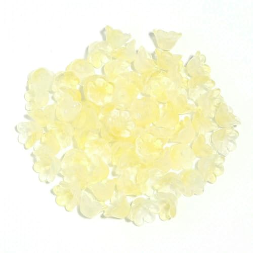 50 Stück bunte Maiglöckchen-Perlen in Blütenform, 12 x 7,5 mm, lose Lampwork-Glasperlen für DIY-Bastel- und Schmuckherstellungszubehör, gelb, 12 x 7,5 mm, 50 Stück von FVFIJH