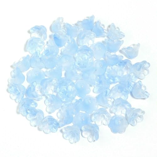 50 Stück bunte Maiglöckchen-Perlen in Blütenform, 12 x 7,5 mm, lose Murano-Glasperlen für DIY-Bastelarbeiten, Schmuckherstellung, Zubehör, blau, 12 x 7,5 mm, 50 Stück 50 Stück bunte Maiglöckchen-Perlen in Blütenform, 12 x 7,5 mm, lose Murano-Glasperlen für DIY-Bastelarbeiten, Schmuckherstellung, Zubehör, blau, 12 x 7,5 mm, 50 Stück von FVFIJH