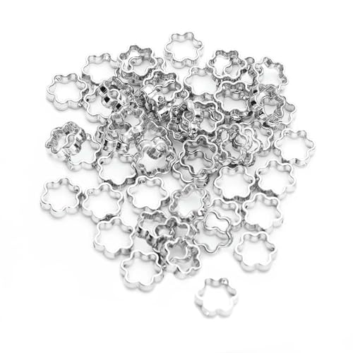 50 Stück silberne herzförmige hohle weiße K-Distanzperlen für die Schmuckherstellung, DIY, kleine Löcher, Halsketten, Armbänder, Charms, Zubehör, Blume 50 Stück silberne herzförmige hohle weiße K-Distanzperlen für die Schmuckherstellung, DIY, kleine Löcher, Halsketten, Armbänder, Charms, Zubehör, Blume von FVFIJH